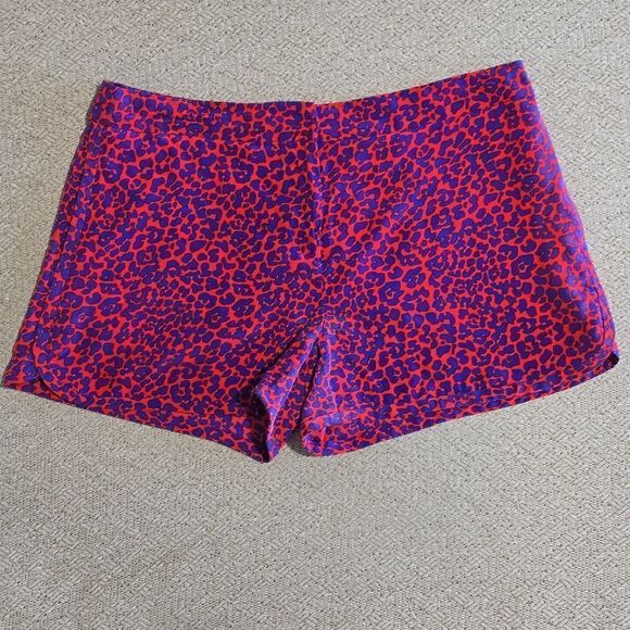 Diane Von Furstenberg Tiffany Clean Blue Camo Leopard Silk Shorts - Size 2 - Picture 1 of 12